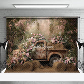 Lofaris Vintage Spring Truck Floral Backdrop For Photo Studio